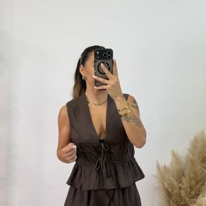 Alternative view of Conjunto fruncido corto PROMO I Chocolate