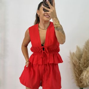 Conjunto fruncido corto PROMO I Rojo