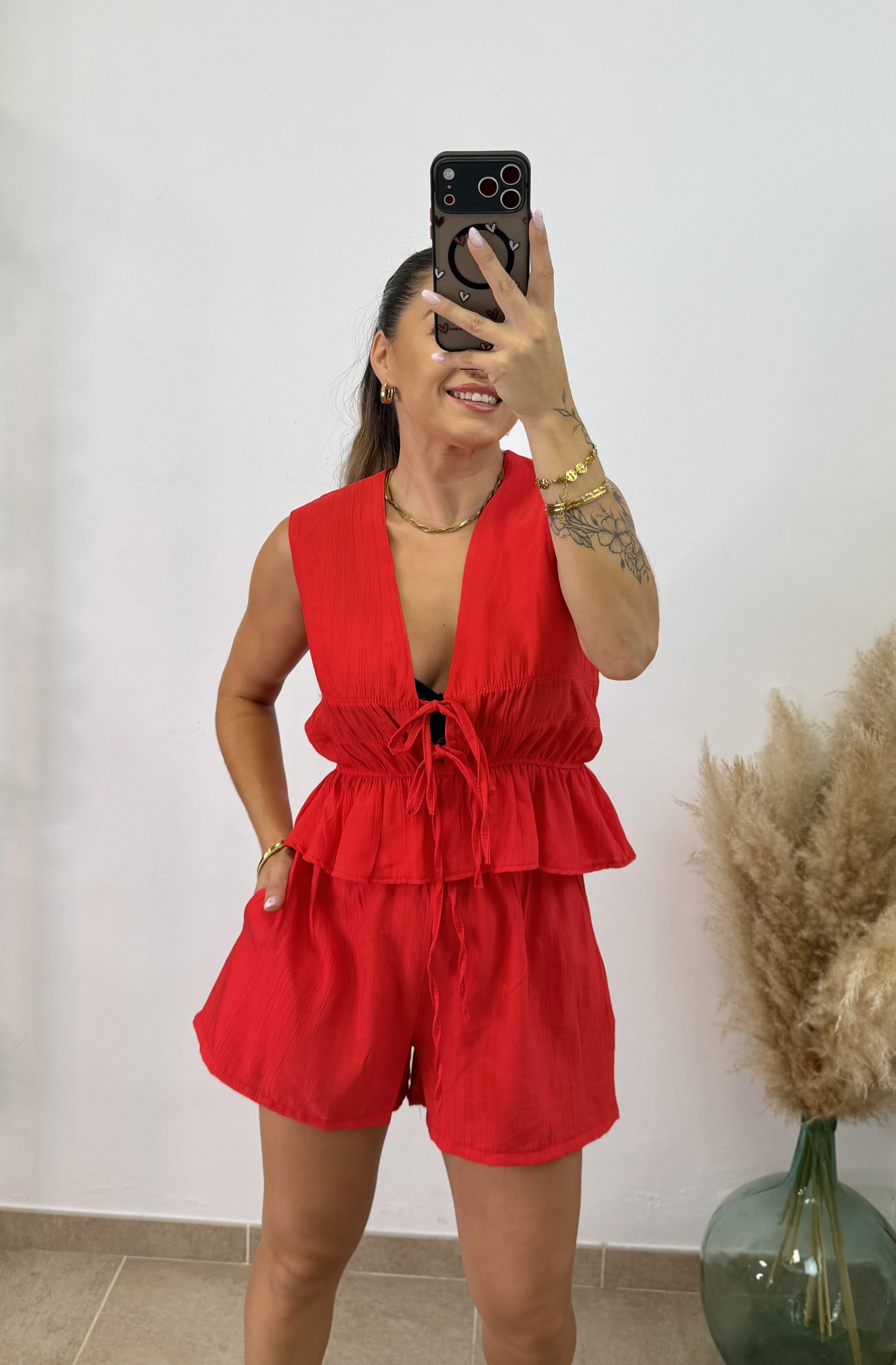 Conjunto fruncido corto PROMO I Rojo