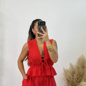 Alternative view of Conjunto fruncido corto PROMO I Rojo