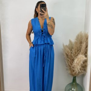 Conjunto fruncido largo PROMO I Azul eléctrico