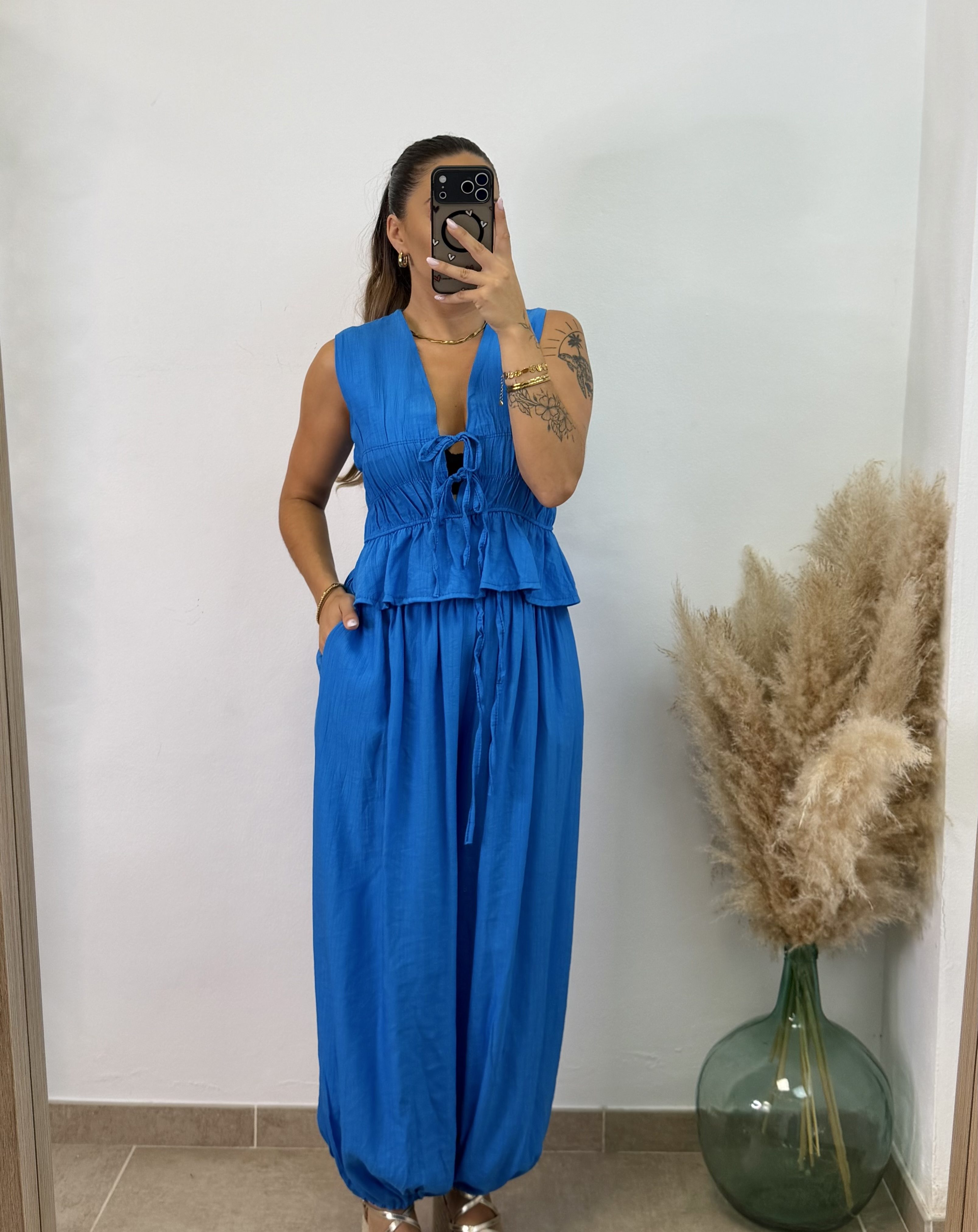 Conjunto fruncido largo PROMO I Azul eléctrico