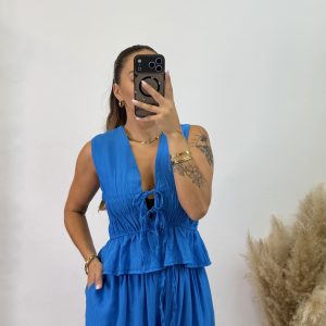 Alternative view of Conjunto fruncido largo PROMO I Azul eléctrico