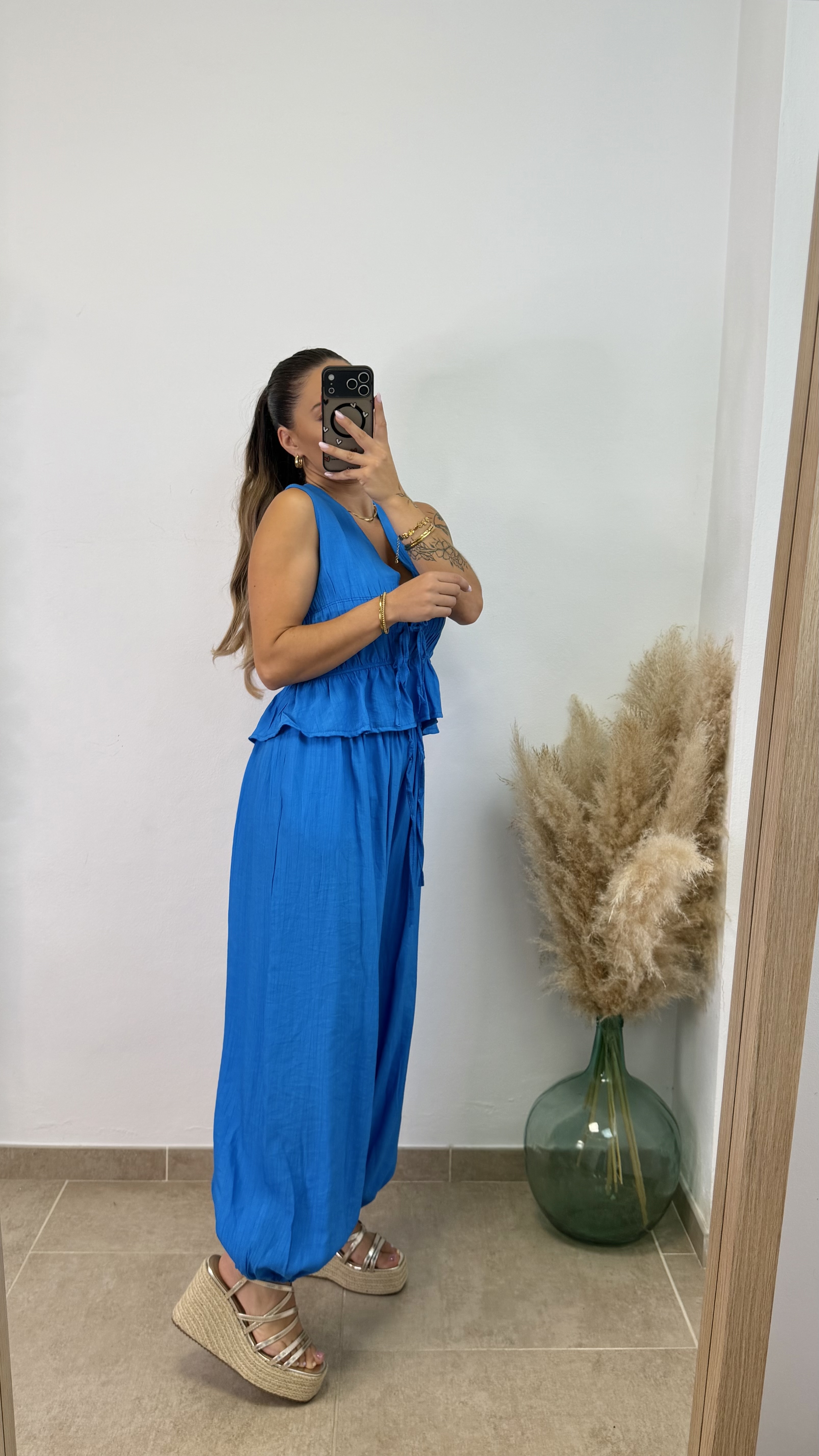 Conjunto fruncido largo PROMO I Azul eléctrico - Imagen 3