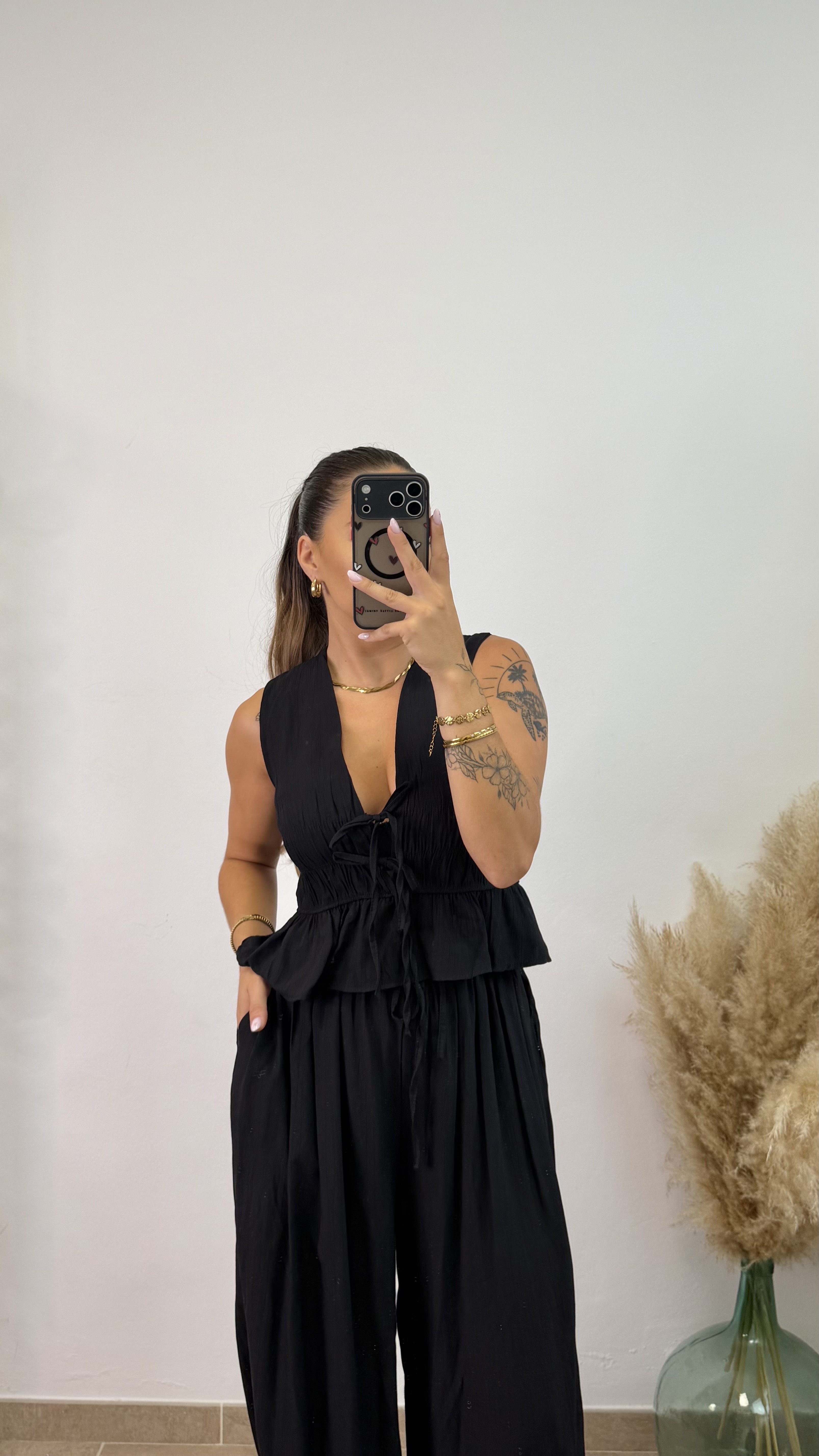 Conjunto fruncido largo PROMO I Negro - Imagen 3