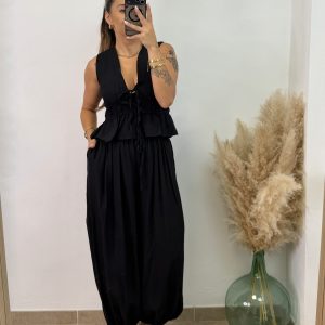 Conjunto fruncido largo PROMO I Negro