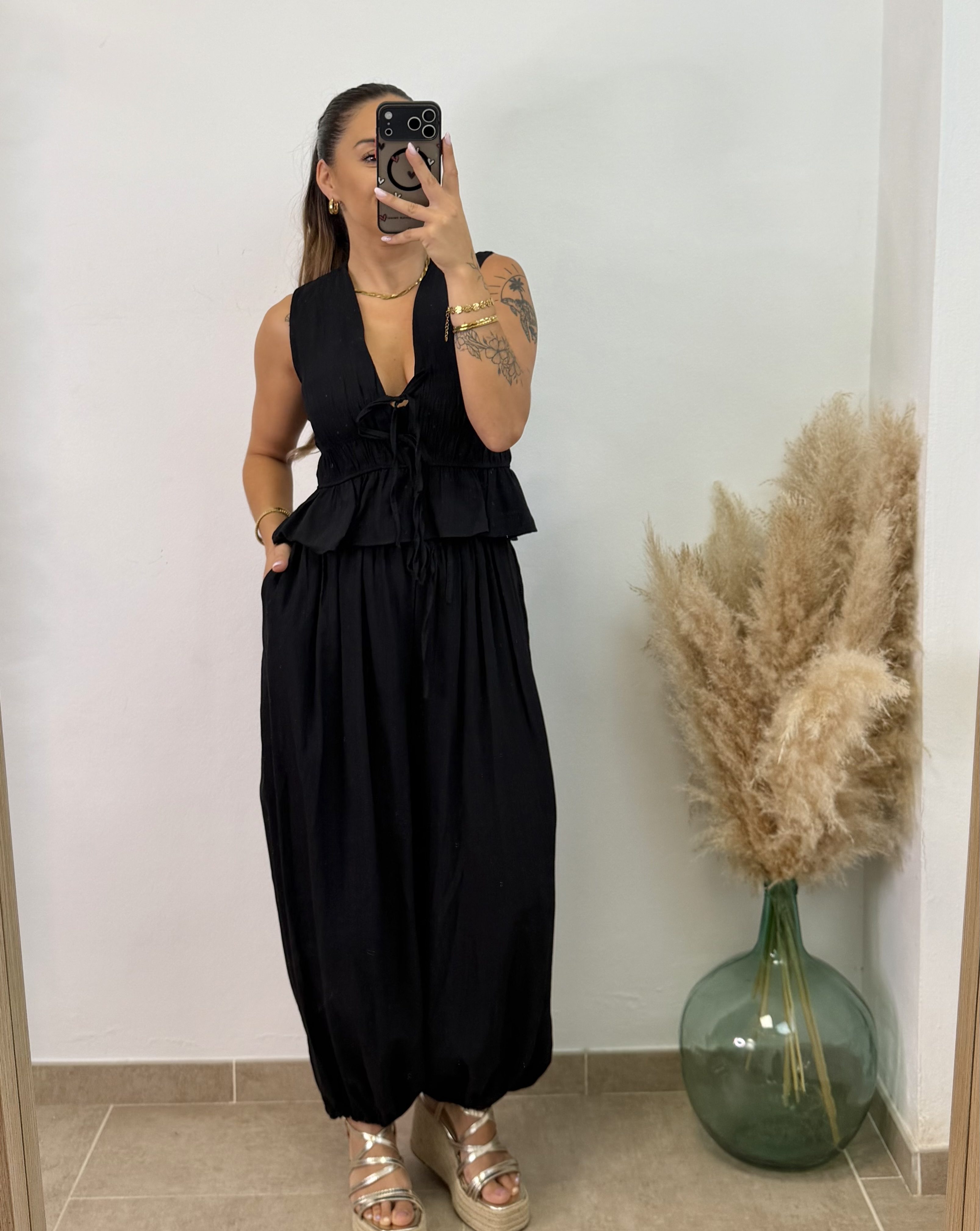 Conjunto fruncido largo PROMO I Negro