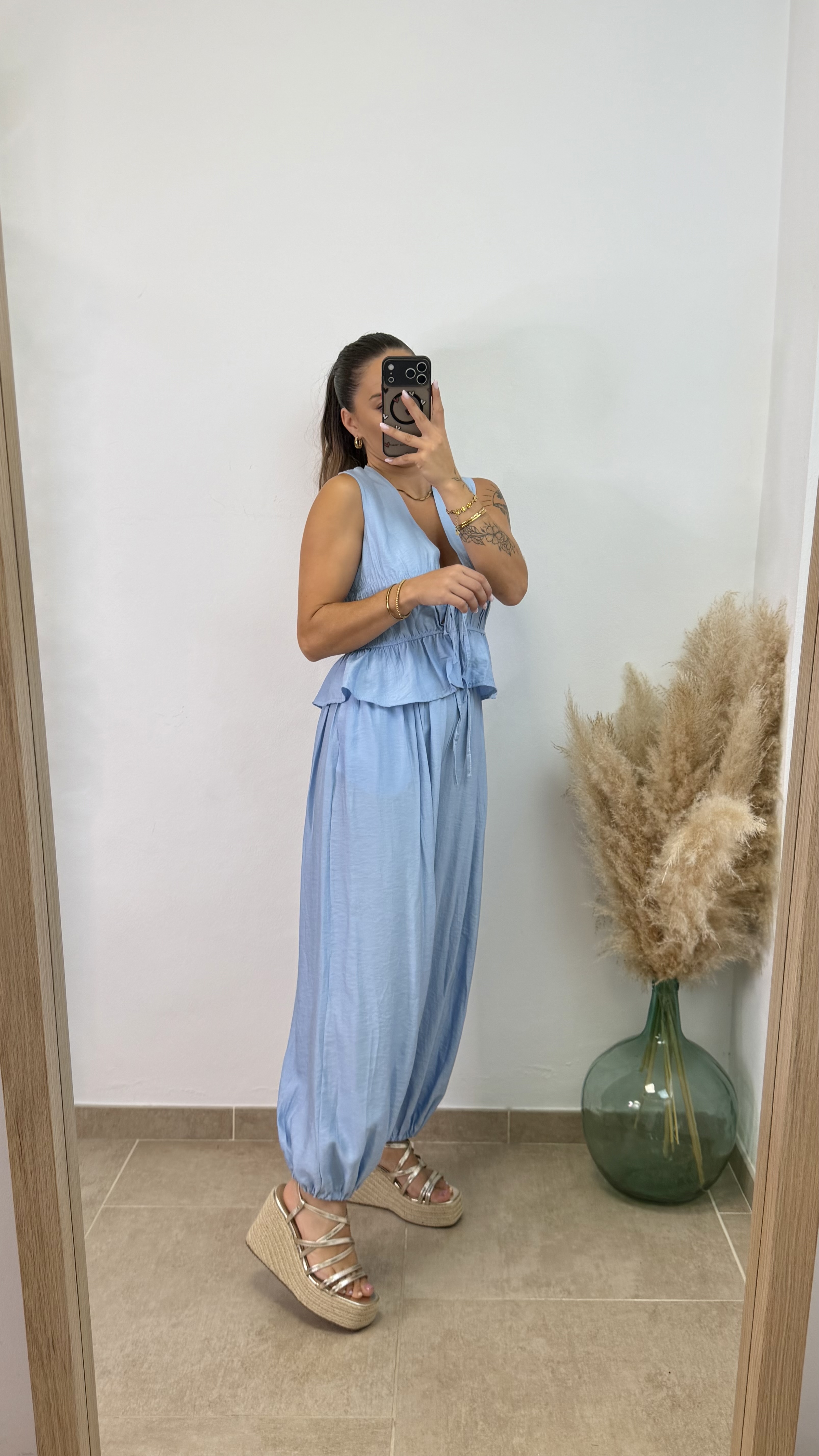 Conjunto fruncido largo PROMO I Celeste - Imagen 3