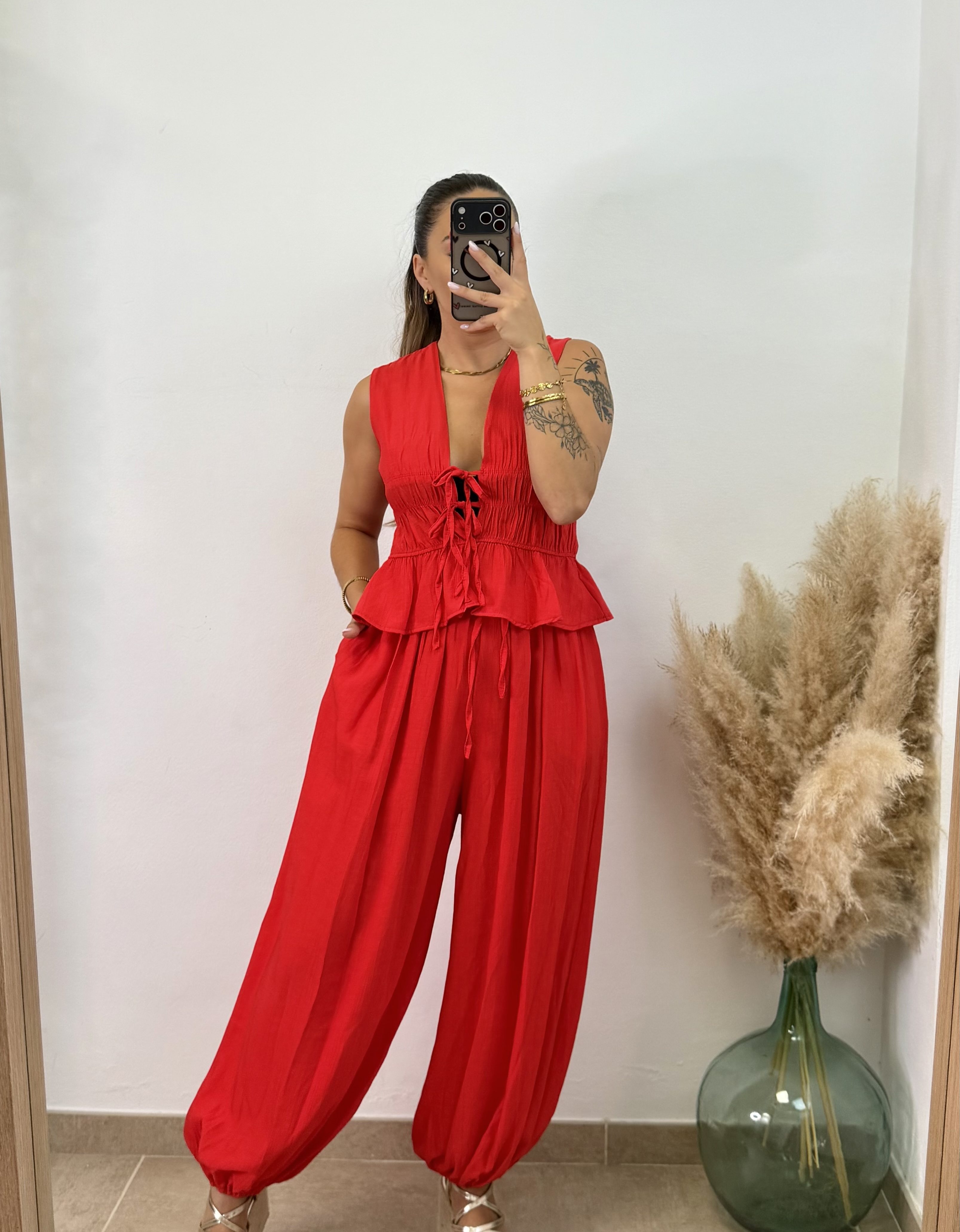 Conjunto fruncido largo PROMO I Rojo