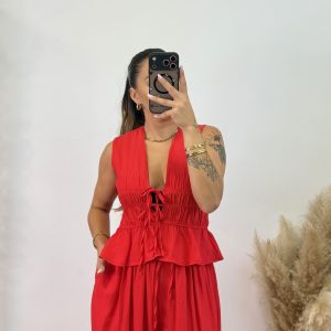 Alternative view of Conjunto fruncido largo PROMO I Rojo