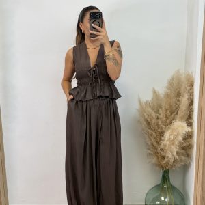 Conjunto fruncido largo PROMO I Chocolate