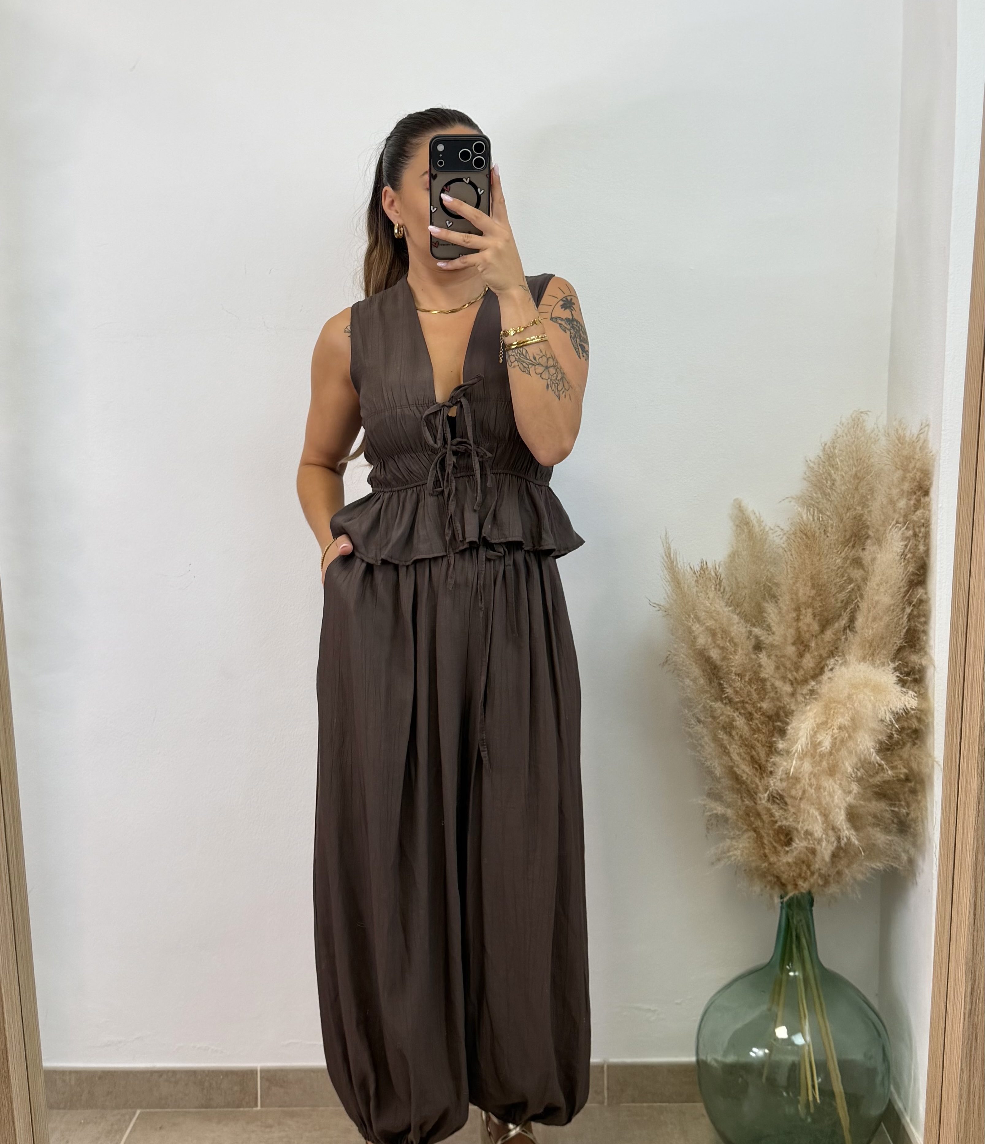 Conjunto fruncido largo PROMO I Chocolate