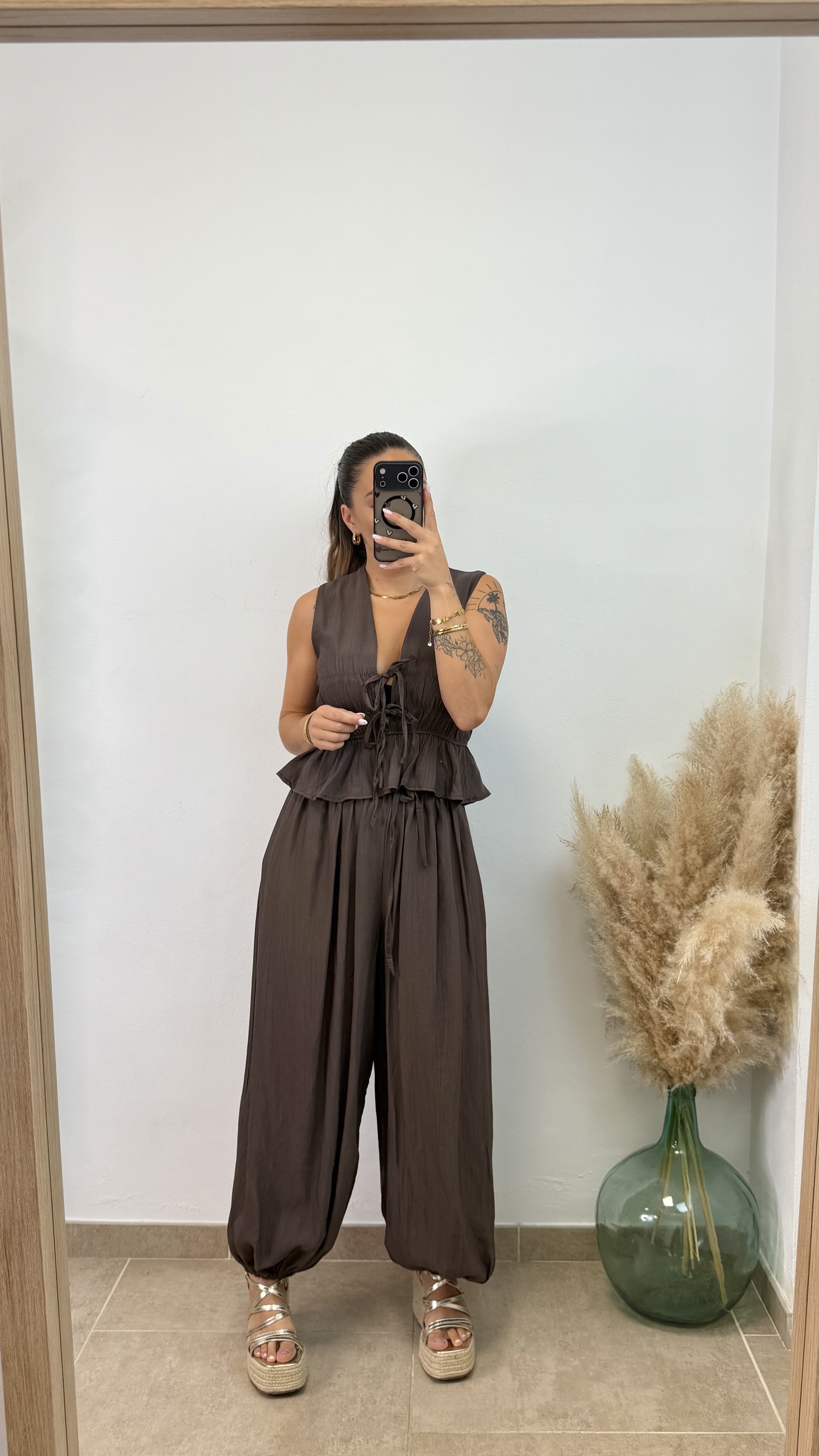 Conjunto fruncido largo PROMO I Chocolate - Imagen 2