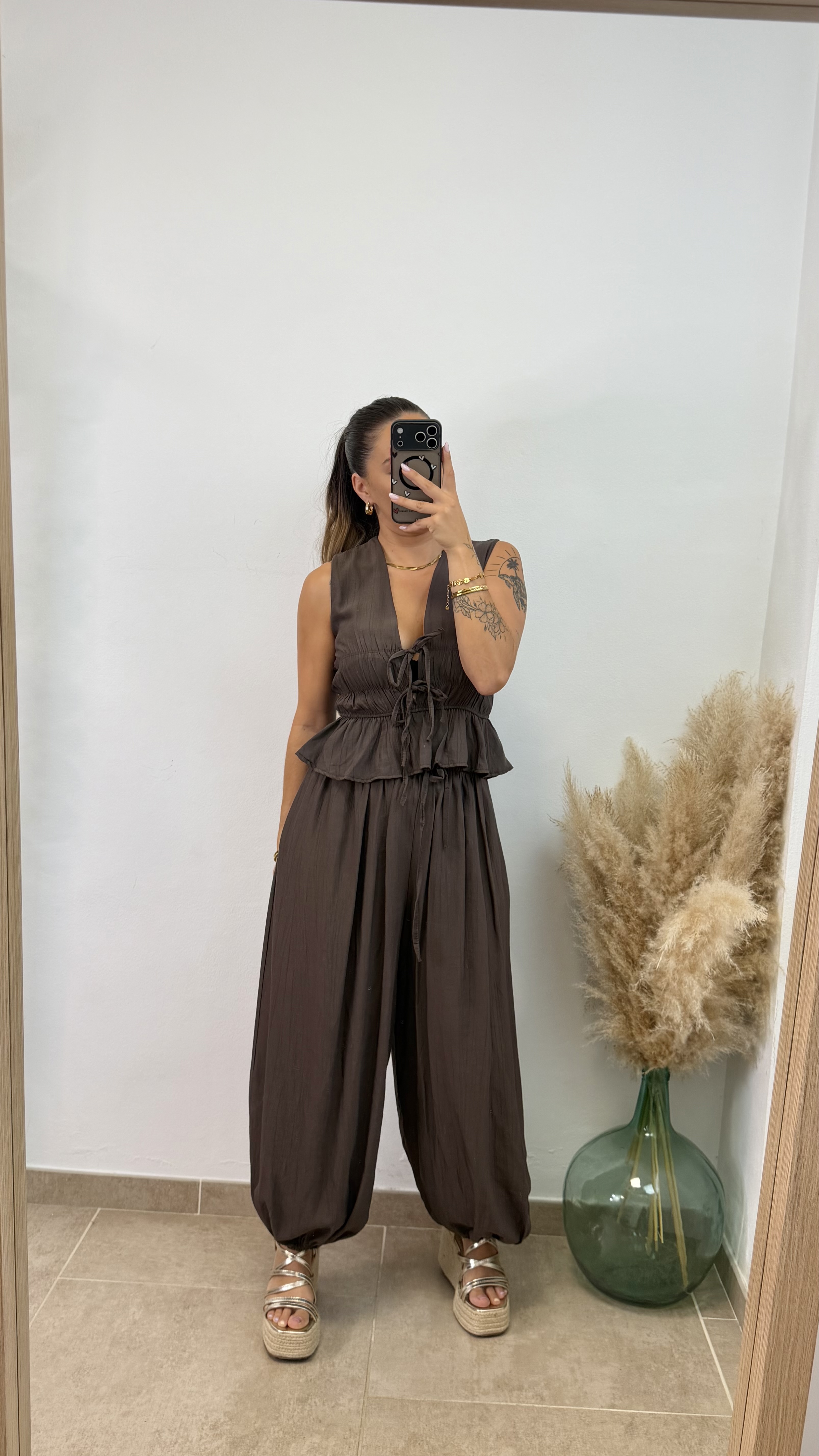 Conjunto fruncido largo PROMO I Chocolate - Imagen 3