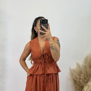 Alternative view of Conjunto fruncido largo PROMO I Teja