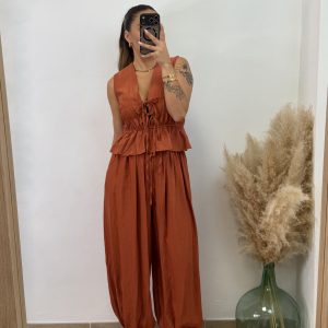 Conjunto fruncido largo PROMO I Teja