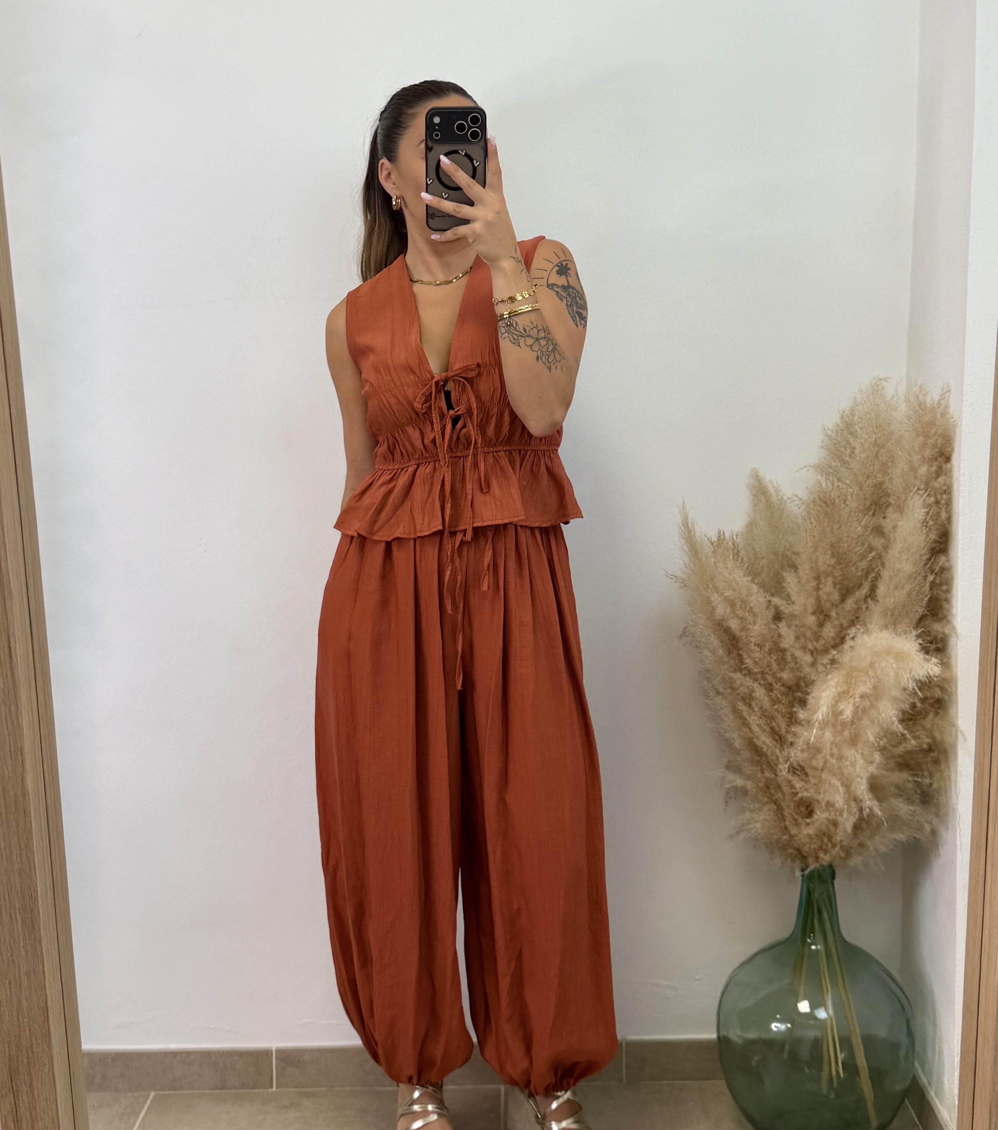 Conjunto fruncido largo PROMO I Teja