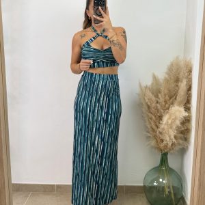 Conjunto licra rayas I Azul