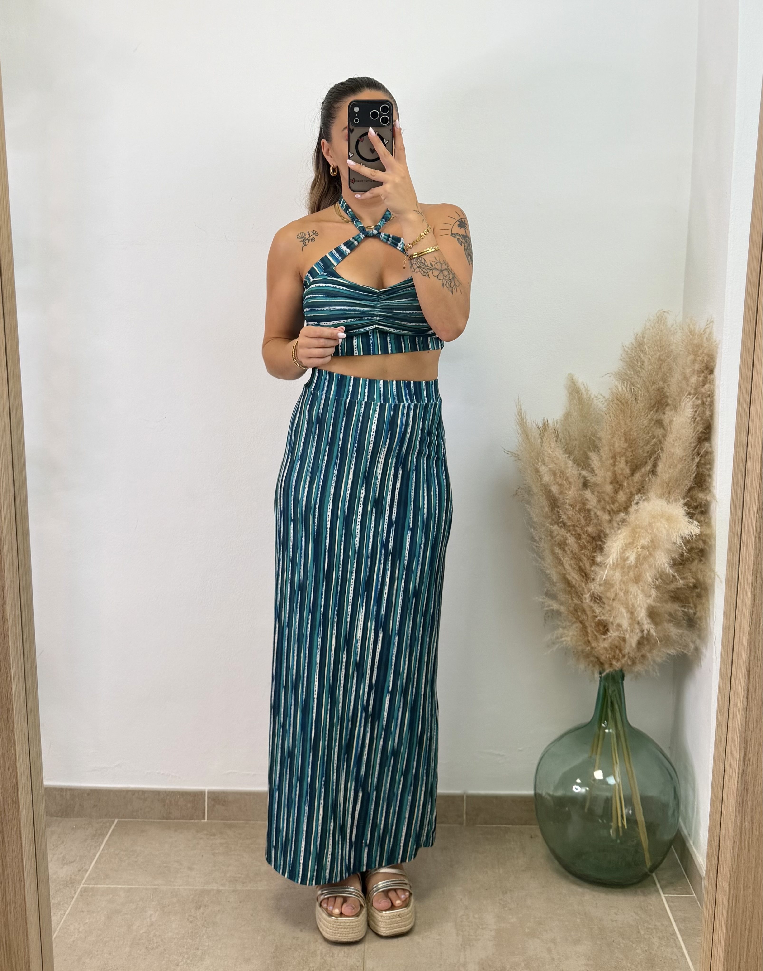 Conjunto licra rayas I Azul