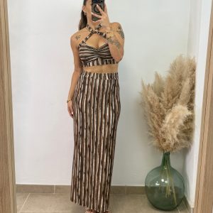 Conjunto licra rayas I Marrón