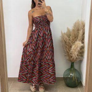 Vestido palabra de honor zigzag