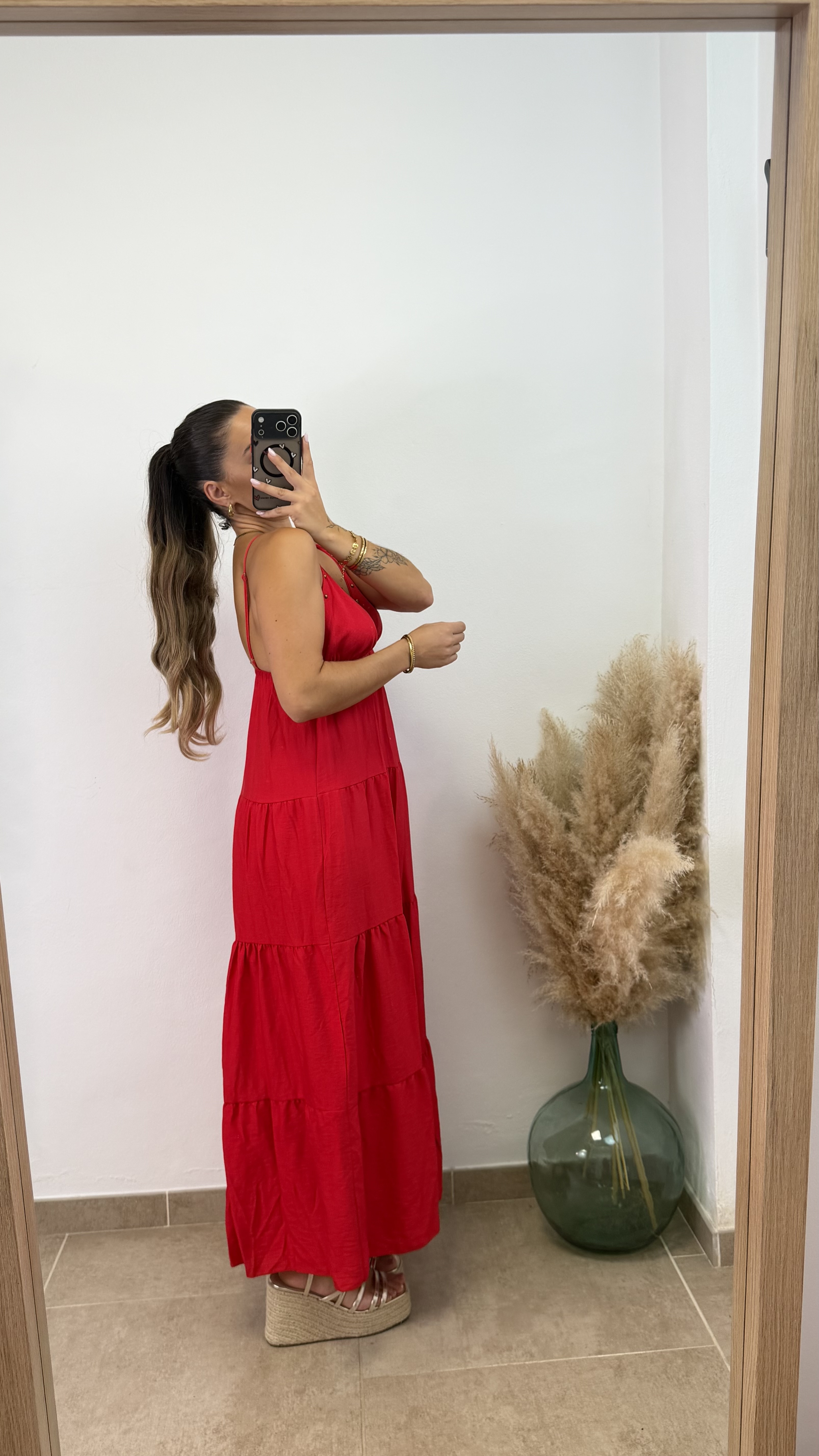 Vestido largo tachuelas I Rojo - Imagen 2
