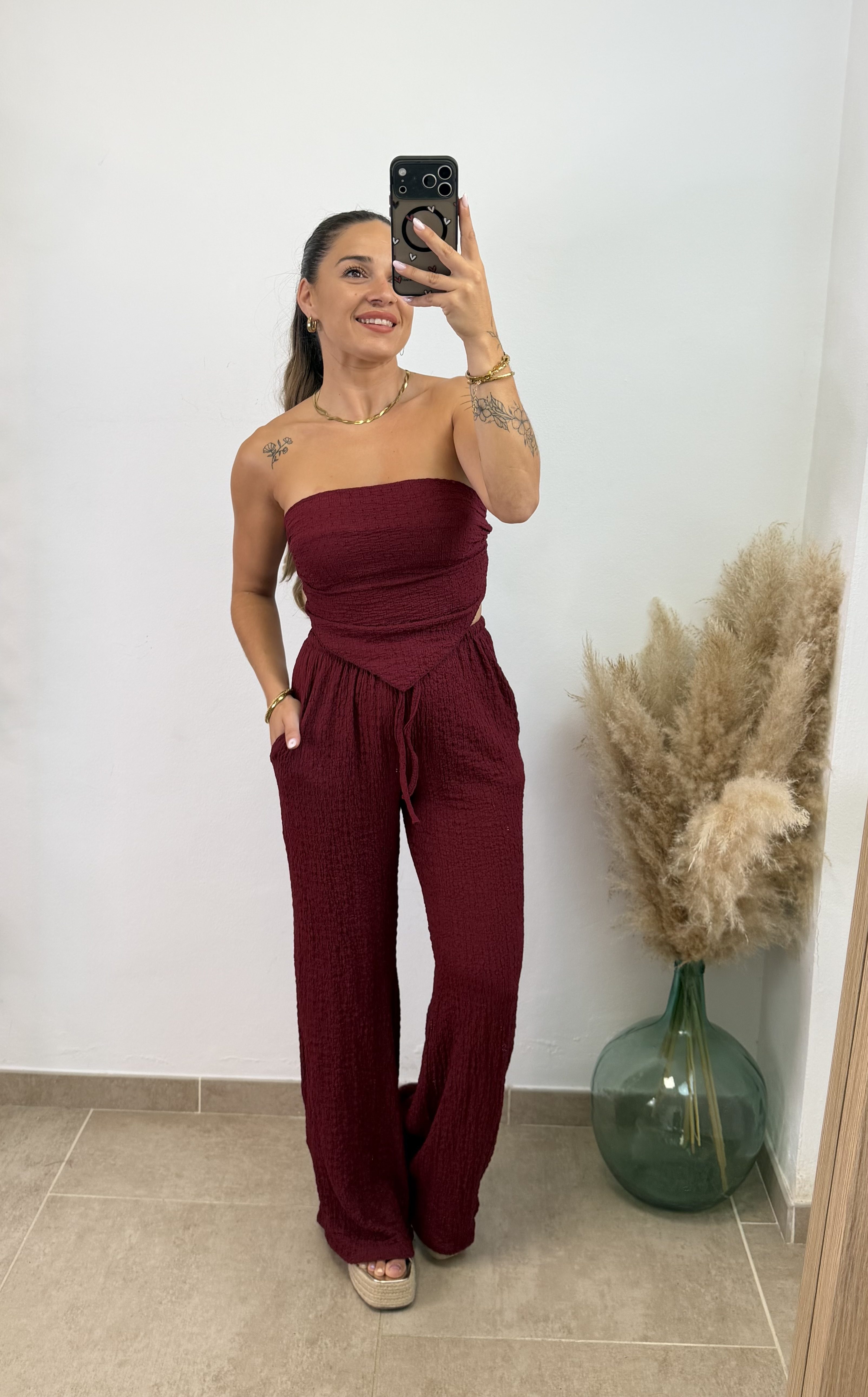 Conjunto bámbula con pañuelo I Burdeos