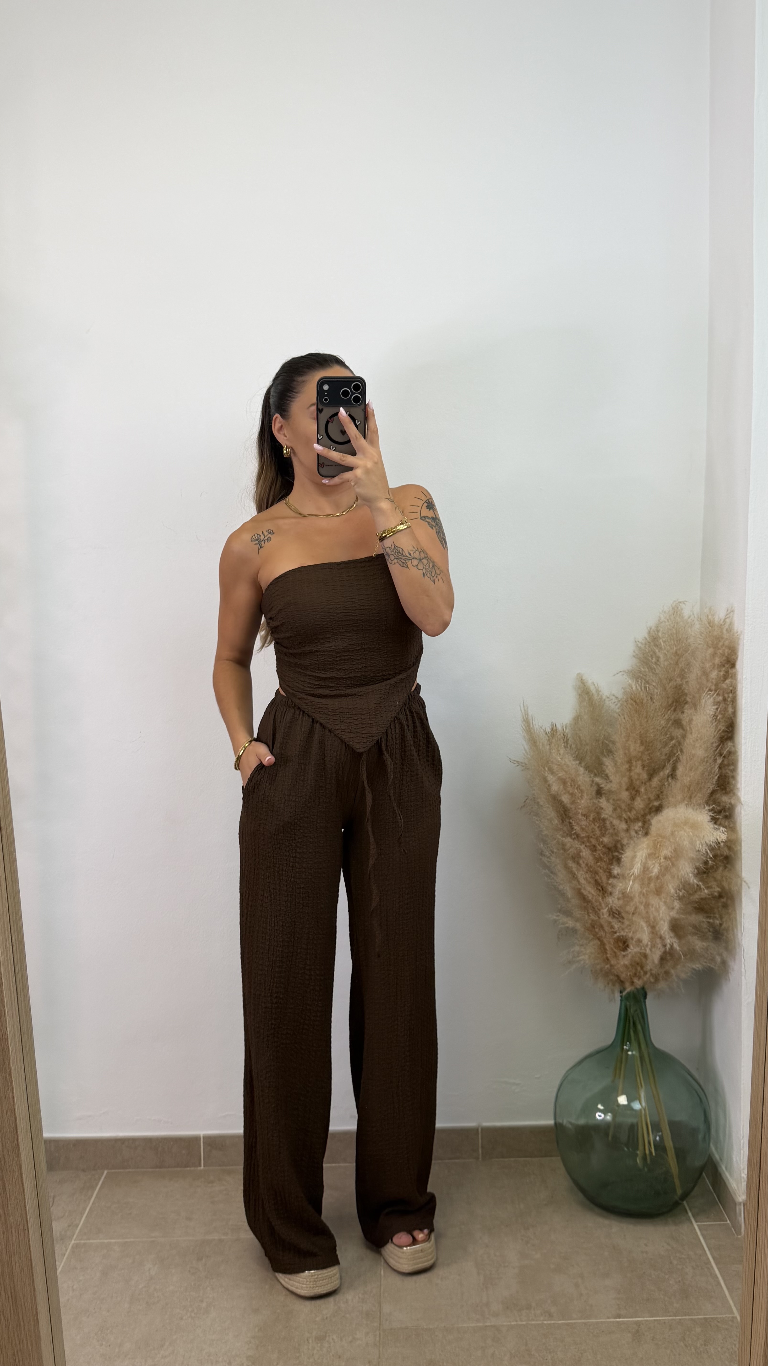 Conjunto bámbula con pañuelo I Chocolate