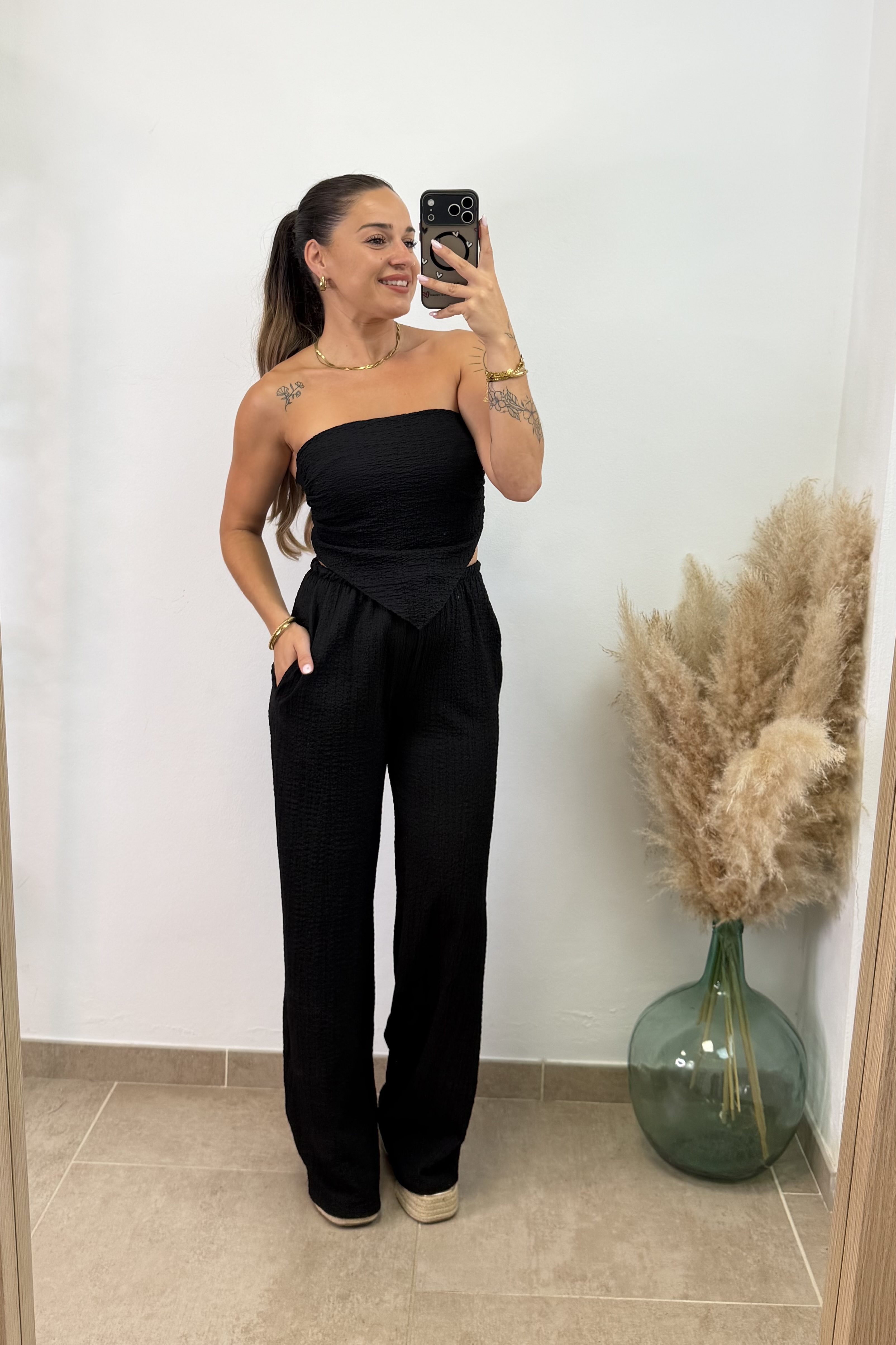 Conjunto bámbula con pañuelo I Negro