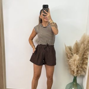 Alternative view of Camiseta rayas tachuela - chocolate/beige PREVENTA