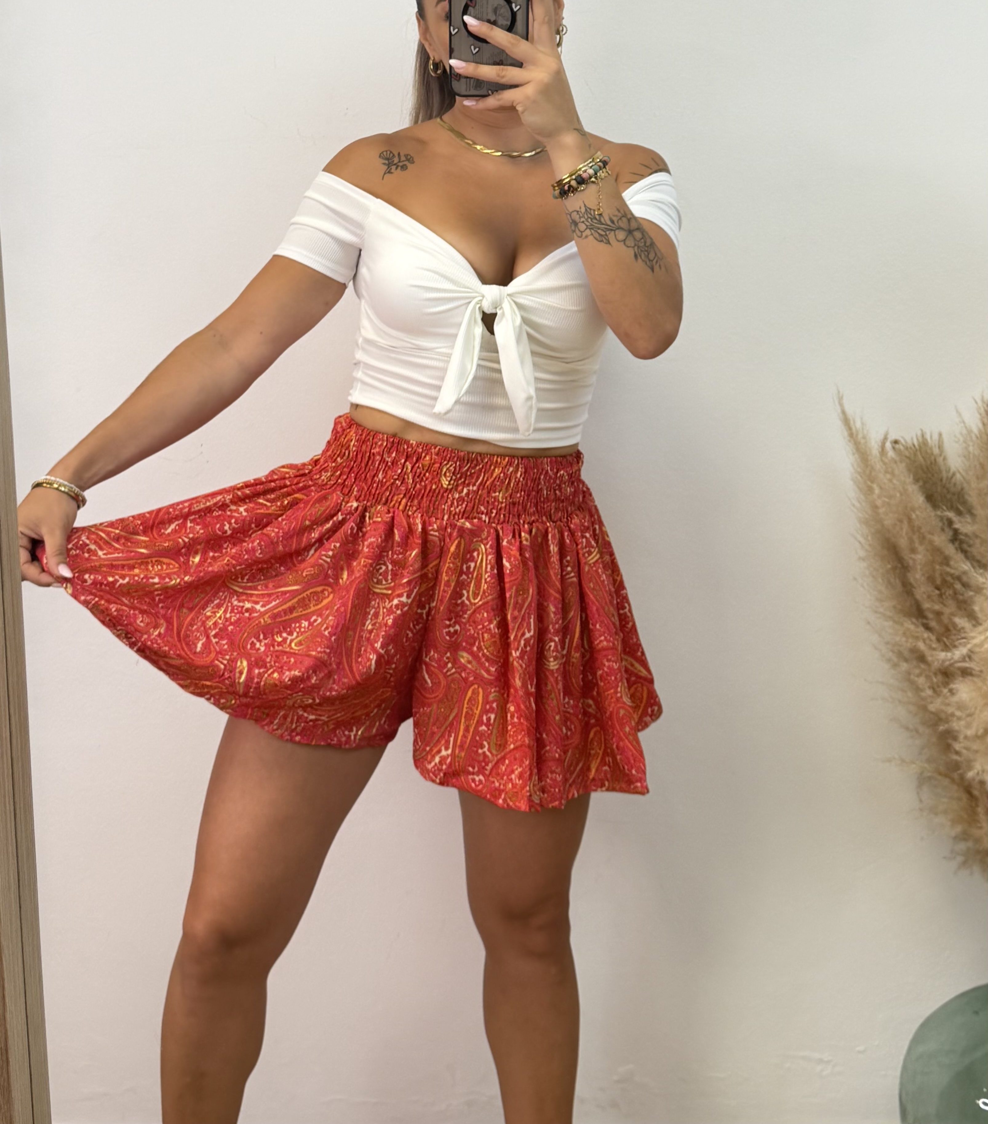 Falda pantalón étnica corta I Roja PREVENTA