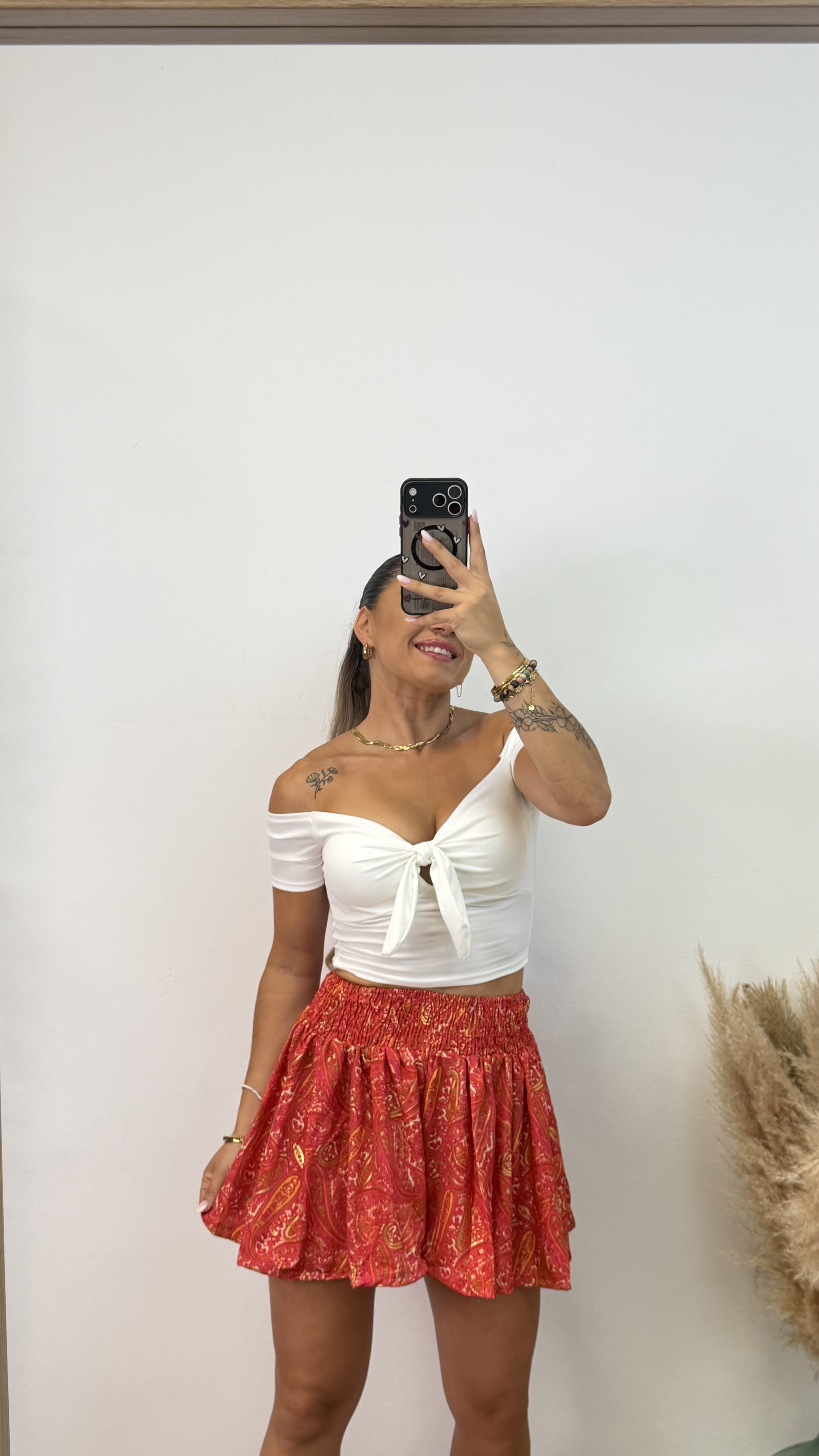 Falda pantalón étnica corta I Roja PREVENTA - Imagen 3