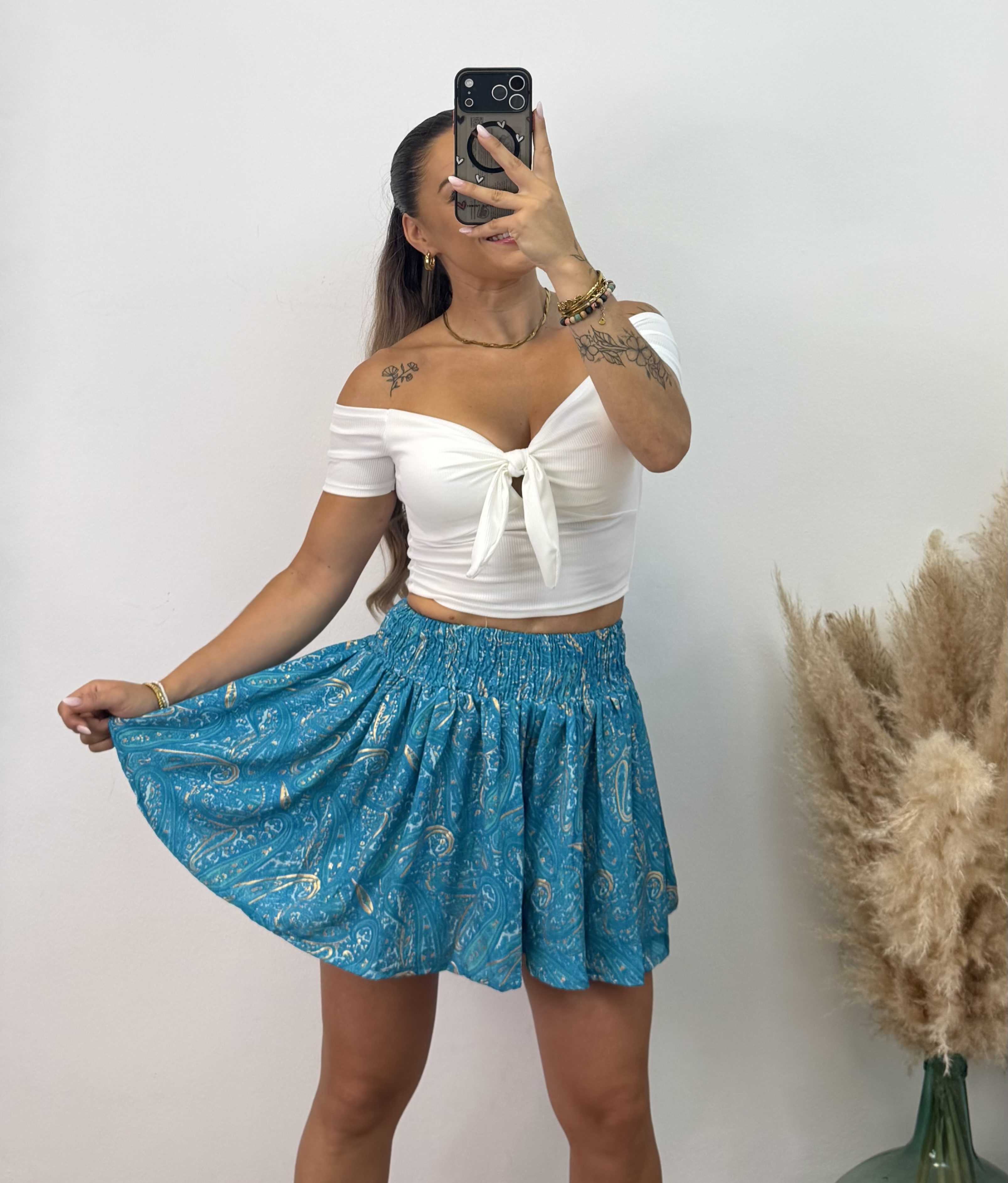 Falda pantalón étnica corta I Turquesa PREVENTA