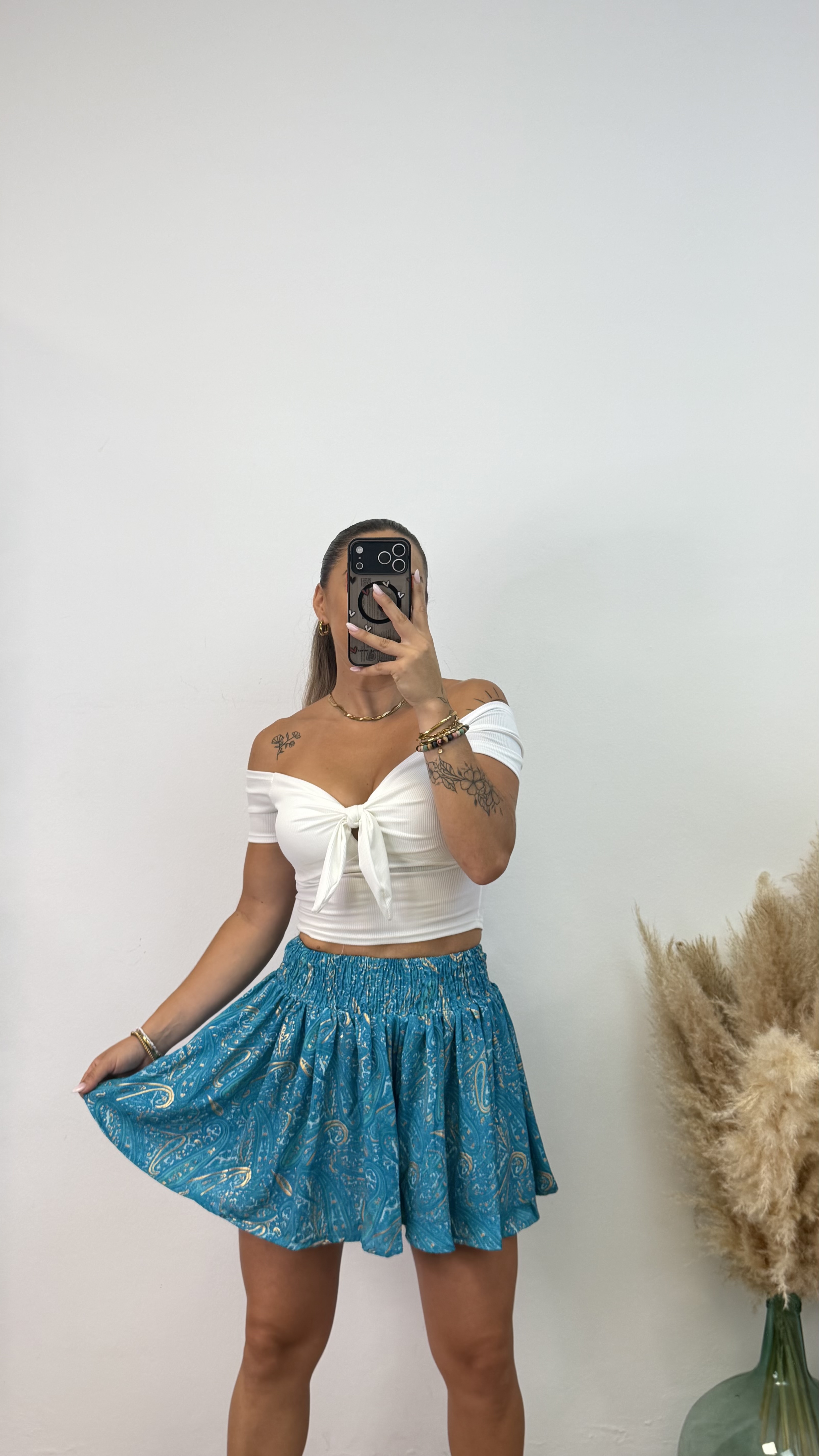 Falda pantalón étnica corta I Turquesa PREVENTA - Imagen 2