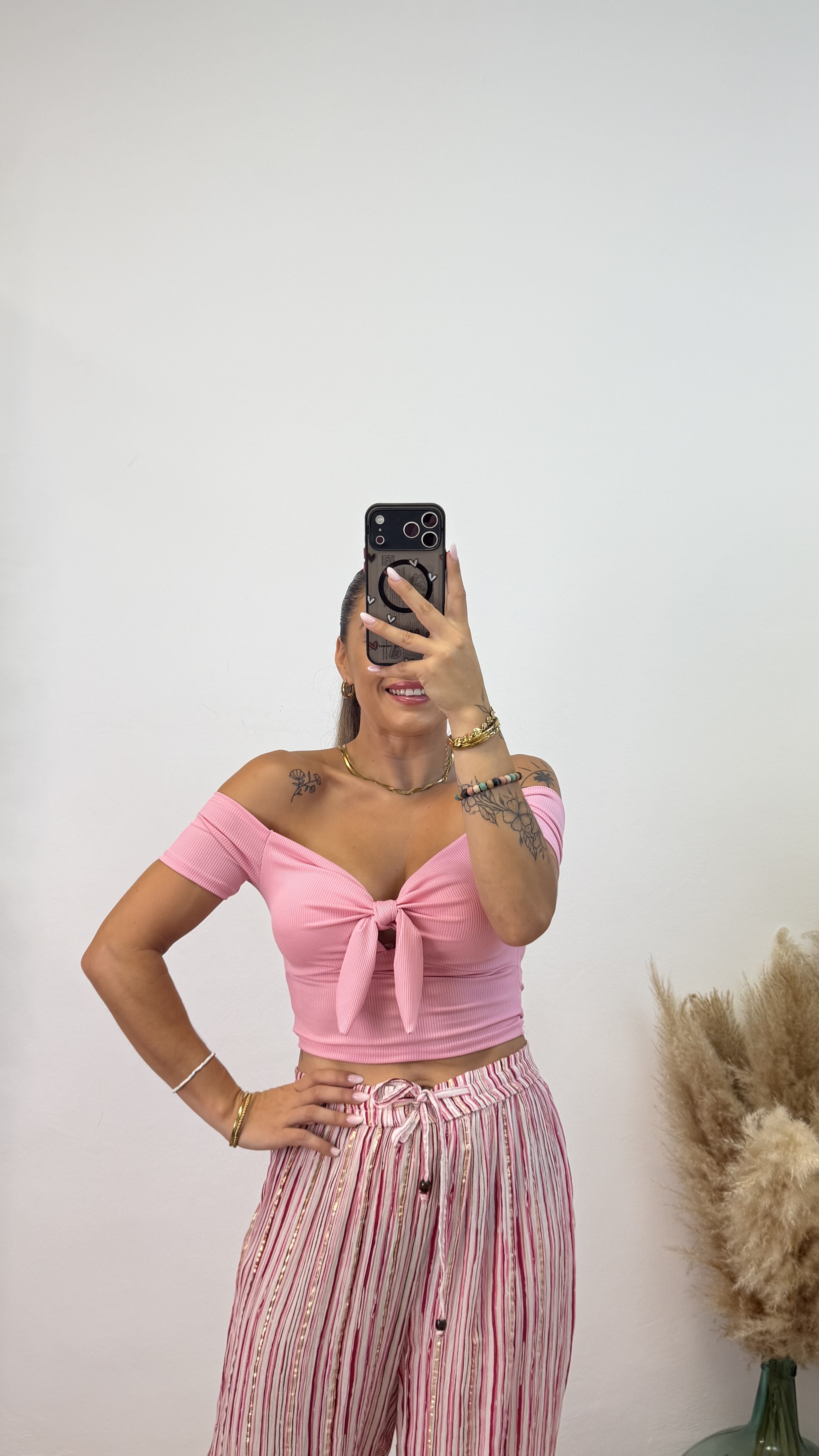 Pantalón rayas viscosa I Rosa PREVENTA - Imagen 6