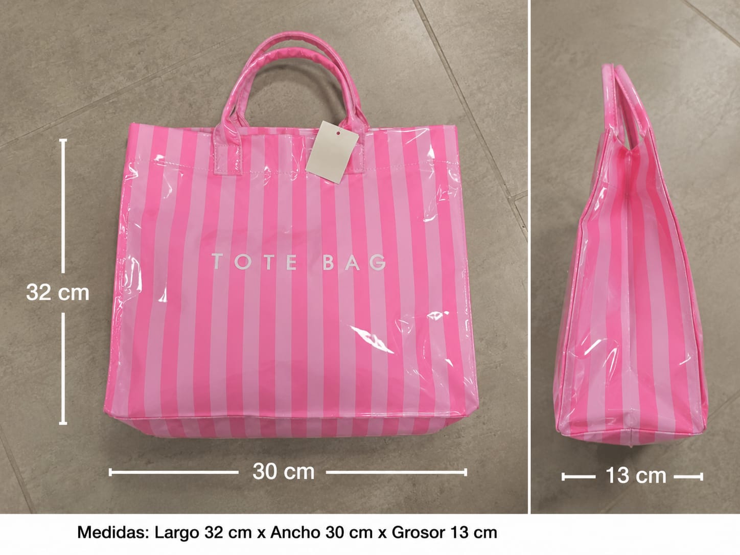 Tote bag rayas I Rosa-naranja - Imagen 2