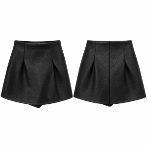 Falda pantalón polipiel - Negro - Imagen 3