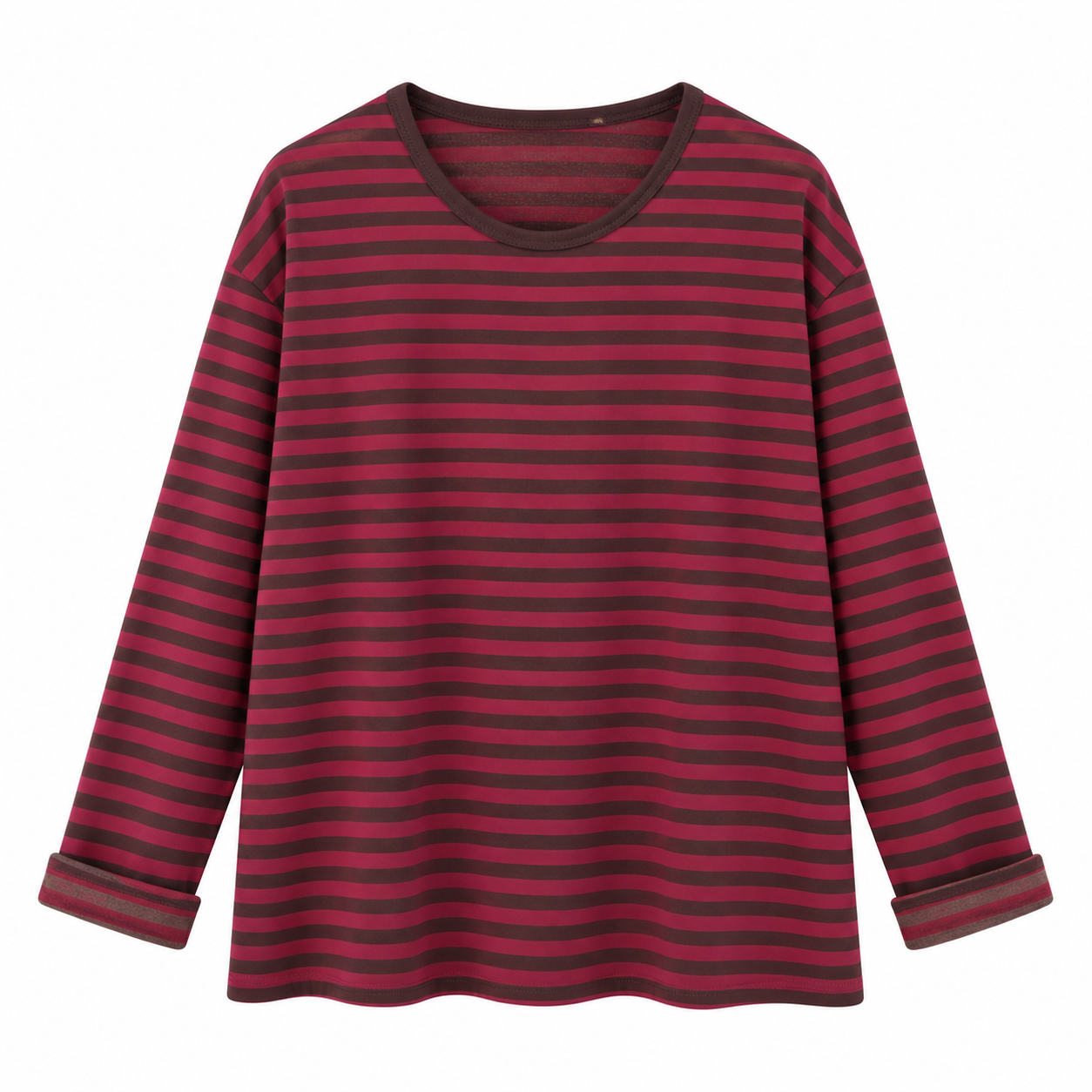 Camiseta rayas - Burdeos y chocolate - Imagen 2