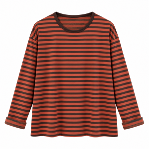 Alternative view of Camiseta rayas - Teja y chocolate