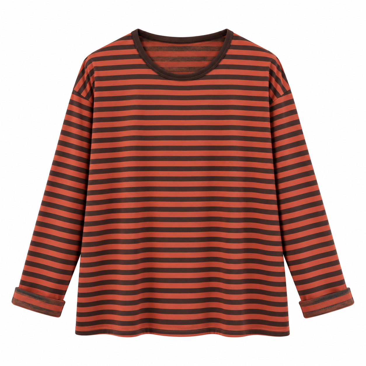 Camiseta rayas - Teja y chocolate - Imagen 2