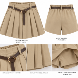 Falda pantalón tabla - Beige