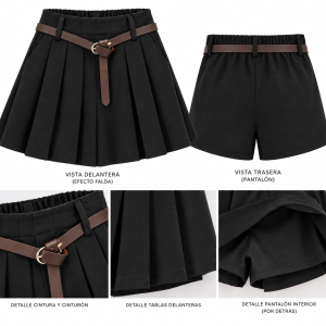 Falda pantalón tabla - Negro