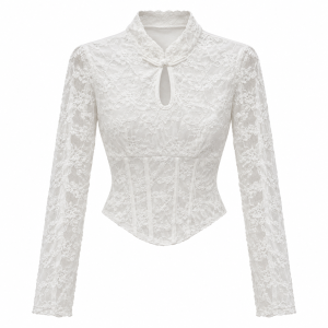 Camiseta japonesa con encaje - Blanca