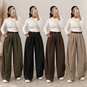 Pantalón palazo con cinturón