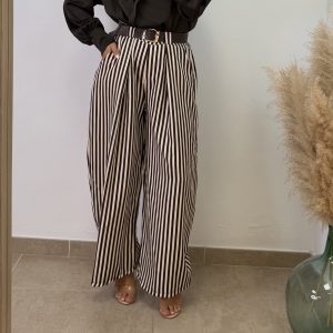Pantalón Noemi -  Rayas chocolate