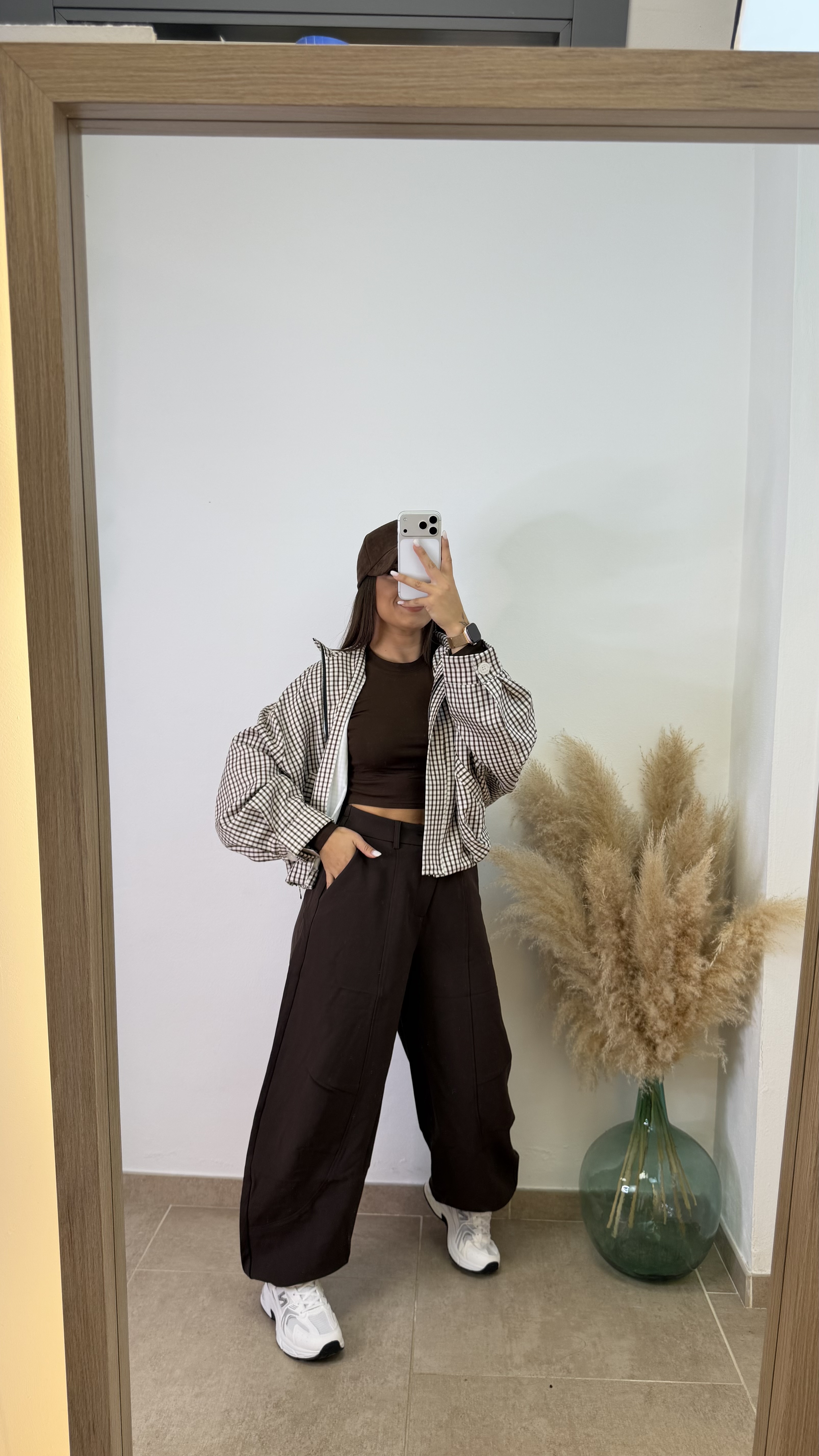 Chaqueta bomber cuadros - Chocolate - Imagen 4