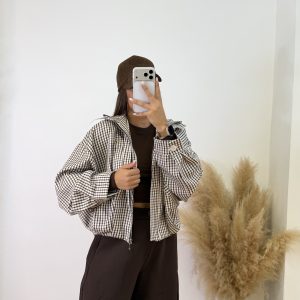 Chaqueta bomber cuadros - Chocolate - Imagen 5