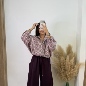 Chaqueta bomber cuadros - Burdeos - Imagen 5