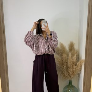 Chaqueta bomber cuadros - Burdeos - Imagen 4