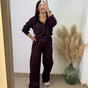 Conjunto corte recto con capucha - Morado